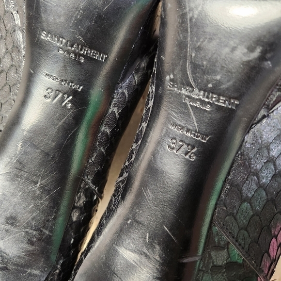 Y2K SAINT Laurent Janis 80 Black Snakeskin Stiletto Ankle Boots 7.5 37 1/2 - Picture 12 of 15